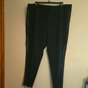 New Liz Claiborne Women's 3x Pull On Evening Sequin Black Dress‎ Tuxedo Pant
